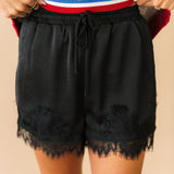 Lace Trim Shorts | Black