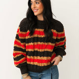 Frankie Cable Striped Pullover | Chocolate Combo