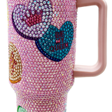 Pink Conversation Hearts Rhinestone Tumbler