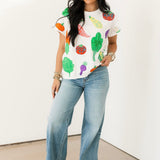 White Multi Bandana & Gingham Print Veggie Tee | Queen Of Sparkles