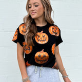 Black & Orange Metallic Pumpkin Tee