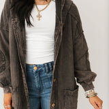 Mineral Wash Corduroy Maxi Coat | Ashed Black