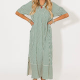 Harbor Stripe Midi Dress | Hunter Green