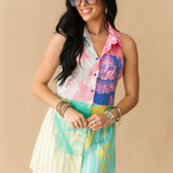 Colorblock Stripe QOS Card Logo Tie Cotton Tank Dress | Queen Of Sparkles