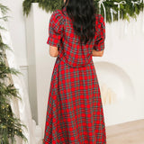 Merry Meadow Midi Skirt | Red Plaid