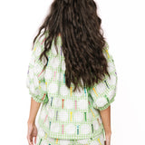 Green & White Gingham Golf Ball & Golf Tee Button Up Cotton Top | Queen Of Sparkles