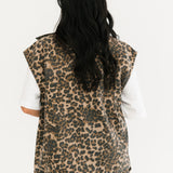 Denim Button Up Vest | Leopard