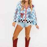 Licensed Ole Miss Checkered Team Icons Cardigan | Queen Of Sparkles