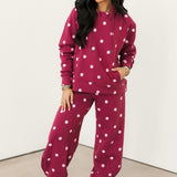 Polka Dot Joggers | Maroon & Pink