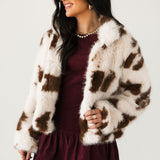 Faux Fur Jacket | Cow Print