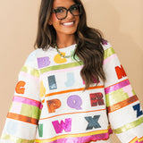 Grey Multi 'ABC's' Sweatshirt | Queen Of Sparkles