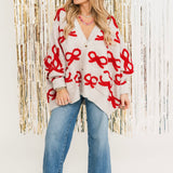 Ribbon Pullover Cardigan | Red