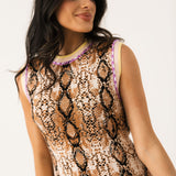 Snake Print Rainbow Trim Knit Midi Dress | Queen Of Sparkles