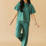 Junie Pant | Teal Stripe