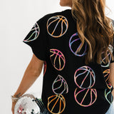 Black Multi Outlined Basketball Tee