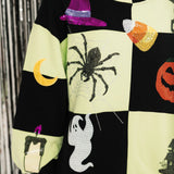 Light Green & Black Checkered Halloween Icon Sweatshirt | Queen Of Sparkles