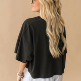 Seaside Doodle Grid Cropped Tee