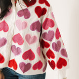 White Multi Rhinestone Hearts Button Up Cotton Top | Queen Of Sparkles