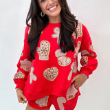 Red Fuzzy Christmas Cookie Sweatshirt