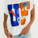 Licensed Florida Metallic Word With Icons Tee | Queen Of Sparkles