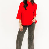 Sofia Mock Neck Sweater | Red