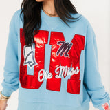 Licensed Ole Miss Metallic Word With Icons Sweatshirt | Queen Of Sparkles