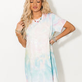 Multi Tie Dye QOS Logo Card Tee Dress | Queen Of Sparkles