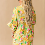 Yellow Striped Coconut Drink Button Up Tunic | Queen Of Sparkles