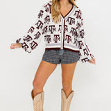 Licensed Texas A&M Knit In Mascot Rhinestone Cardigan | Queen Of Sparkles