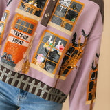 Brown & Purple Haunted House Henley Sweatshirt | Queen Of Sparkles