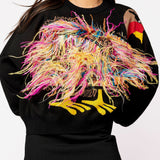 Black Feather Turkey Sweater | Queen Of Sparkles