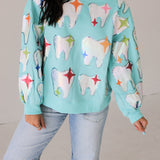 Mint Metallic Tooth Sparkle Sweatshirt | Queen Of Sparkles