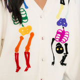 White Rainbow Skeleton Button Up Cardigan | Queen Of Sparkles