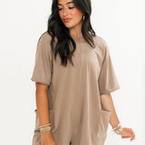 Hot Shot Tee Romper | Mocha Latte