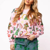 Light Pink Christmas Icons Sweatshirt | Queen Of Sparkles