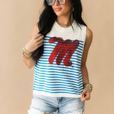 Licensed Ole Miss Mascot Striped Knit Tank | Queen Of Sparkles