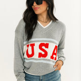 USA Varsity V Neck Sweater