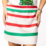 White, Red & Green Stripe Skirt | Queen Of Sparkles