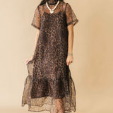 Sheer Overlay Midi Dress | Leopard