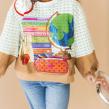 Multi School Books, Pencil Bag & Globe Sweatshirt | Queen Of Sparkles