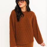 Quilted Sweatshirt Top | Rust