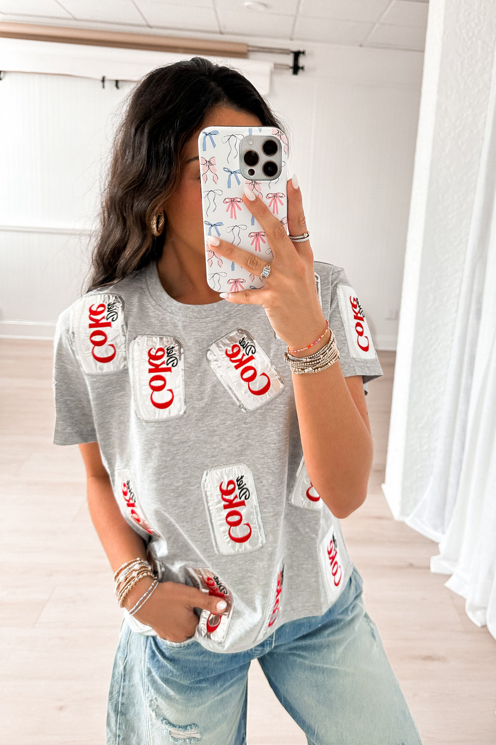 GREY SCATTERED DIET COKE CAN TEE | QUEEN OF SPARKLES