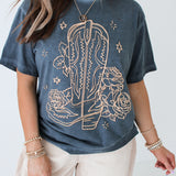 Cowboy Boots & Rose Graphic Tee