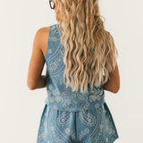 Denim Sequin Paisley Print Short | Queen Of Sparkles