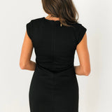 Blair Button Mini Dress | Black