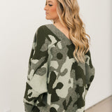 Cozy Camo Knit Cardigan | Olive