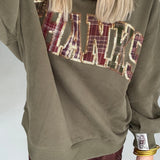 Brown Plaid 'Thanks' Sweatshirt | Queen Of Sparkles