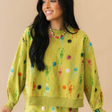 Lime Green Multi Skeleton Sweatshirt | Queen Of Sparkles