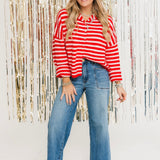 Piper Striped Cardi | Pink & Red
