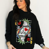 Black NYC Queen Card Mock Neck Sweatshirt | Queen Of Sparkles